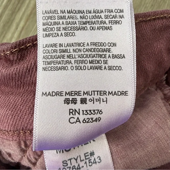 Mother The Rocky Rider Skimp High Rise‎ Skinny Jeans Mauve Wine Size 25 - Picture 10 of 12